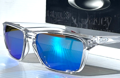 NEW Oakley SYLAS Shiny Clear POLARIZED Galaxy Blue Lens Sunglass