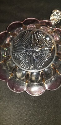 Vintage Cranberry Glass Covered Cheese Dish Holder