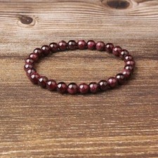 Natural Red Garnet Stone Beaded Bracelet Red Gemstone Stretch Bracelet 5mm