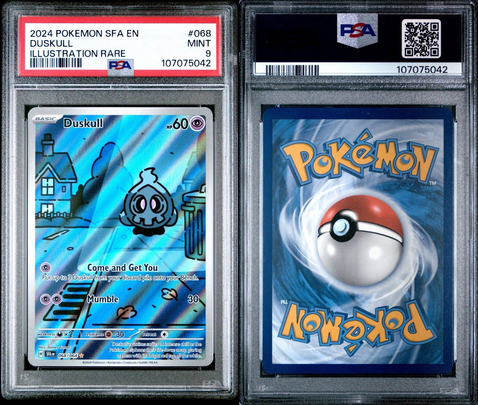 2024 POKEMON SFA EN-SHROUDED FABLE ILLUSTRATION RARE #068 DUSKULL PSA 9