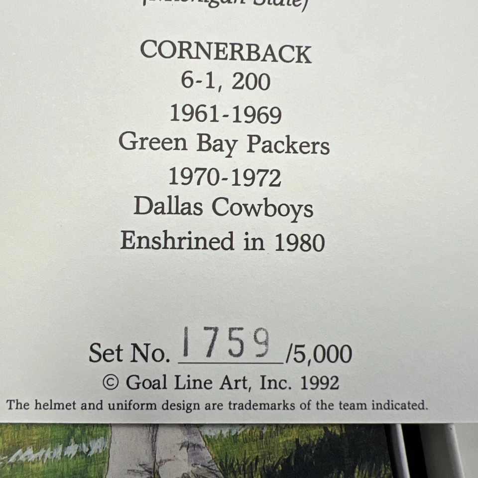 Juego Goal Line Art Pro Football Hall of Fame Series 4 1759/5000 1992 Foto 4 de 4