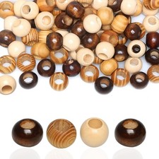 20mm Brown Wooden Macrame Beads - Hole 10mm - 60 Pieces Quality Large Hole Wo...