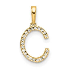 10k Yellow Gold Diamond Letter C Initial Pendant