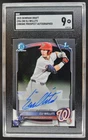 2025 Bowman Draft Eli Willits Chrome Auto 1st Prospect SGC 9 Nationals MS2