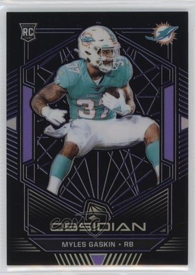 2019 Obsidian Rookies Electric Etch Purple 69/75 Myles Gaskin #186 Rookie RC wq8
