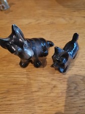 Pair Of Scottish Terriers Figurines Porcelain And Stone