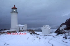 North Head Lighthouse winter snow Long Beach WA 1985 Kodachrome 35mm slide