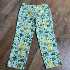 Vintage Ann Taylor 100 Silk Vibrant Colorful Floral Side Zip Trouser 12