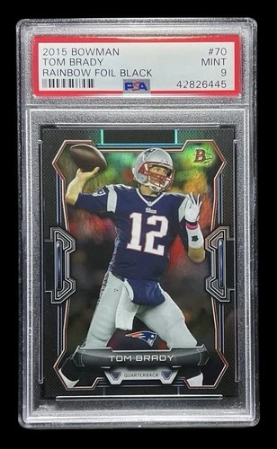 2015 bowman #70 tom brady; black SP rainbow foil refractor PSA 9  - TOUGH TB12 -