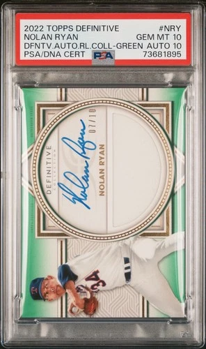 2022 Topps Definitive Nolan Ryan On Card Auto Jersey Relic 7/10 PSA 10 / AUTO 10