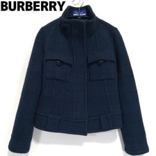 BURBERRY BLUE LABEL Women's Wool Short Coat Navy Check Size 38/S FJ ADA