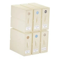  6-Pack Bed Sheet Organizers and Storage, Foldable Linen Bins with 6 PACK Beige