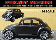 CLASSIC SATIN BLACK 1960's OLD CHROME BUMPER VW BEETLE 1:54 SCALE DIECAST MODEL