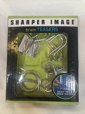 Sharper Image Metal Brain Teasers 4 Mind Game Logical Thinking IQ Puzzles New