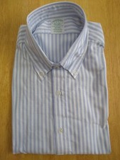 NWOT Brooks Brothers Light Blue Stripe Button Down 16-31 Milano Fit MSRP 140