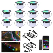 Recessed Step Lights, RGBW+IC Led Lights Outdoor Waterproof IP67, 1.22" Deck ...