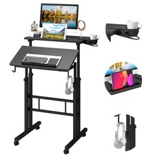 Klvied Adjustable Height Standing Desk with Cup Holder, Standard, Black