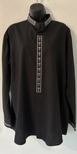 Daniel Elissa 17.5 34-35 Black Embroidered Cross Clergy Long Sleeve Shirt Read