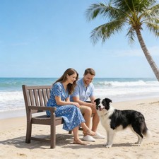 Outdoor Garden Bench 2-Person HDPE Weather Resistant Patio Chair 48 Inch Black