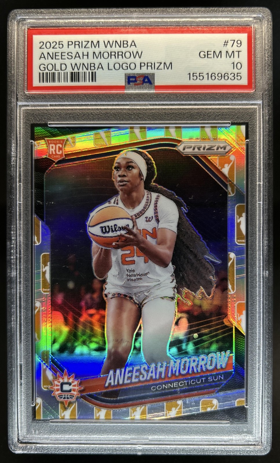 2025 Panini WNBA Prizm Aneesah Morrow Gold Logo Rookie RC #/10 Sun PSA 10