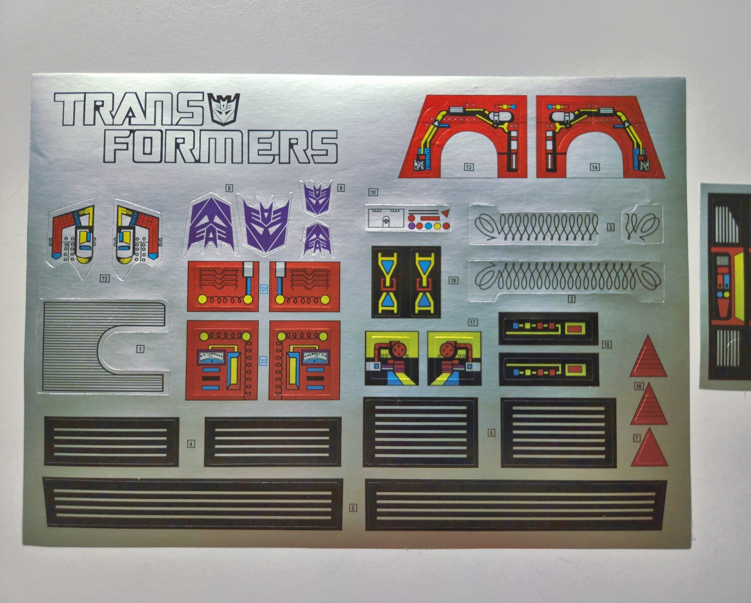 Transformers G1 Megatron Sticker Sheet Rare Decepticon Toy Robot Decals Labels