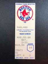 Boston Red Sox vs. Oakland Athletics August 20, 1988 Ticket Stub