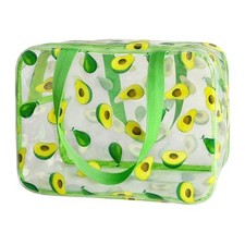 Flower Makeup Bag - Clear Printable Vinyl Cosmetic Pouch, Avocado