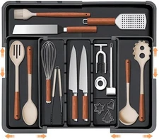 Large Utensil Drawer Organizer Expandable Silverware Organizer for Black
