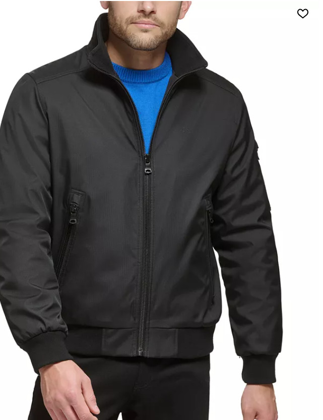 Calvin Klein men's Insulated Ripstop Black Bomber Jacket - Small - msrp $195