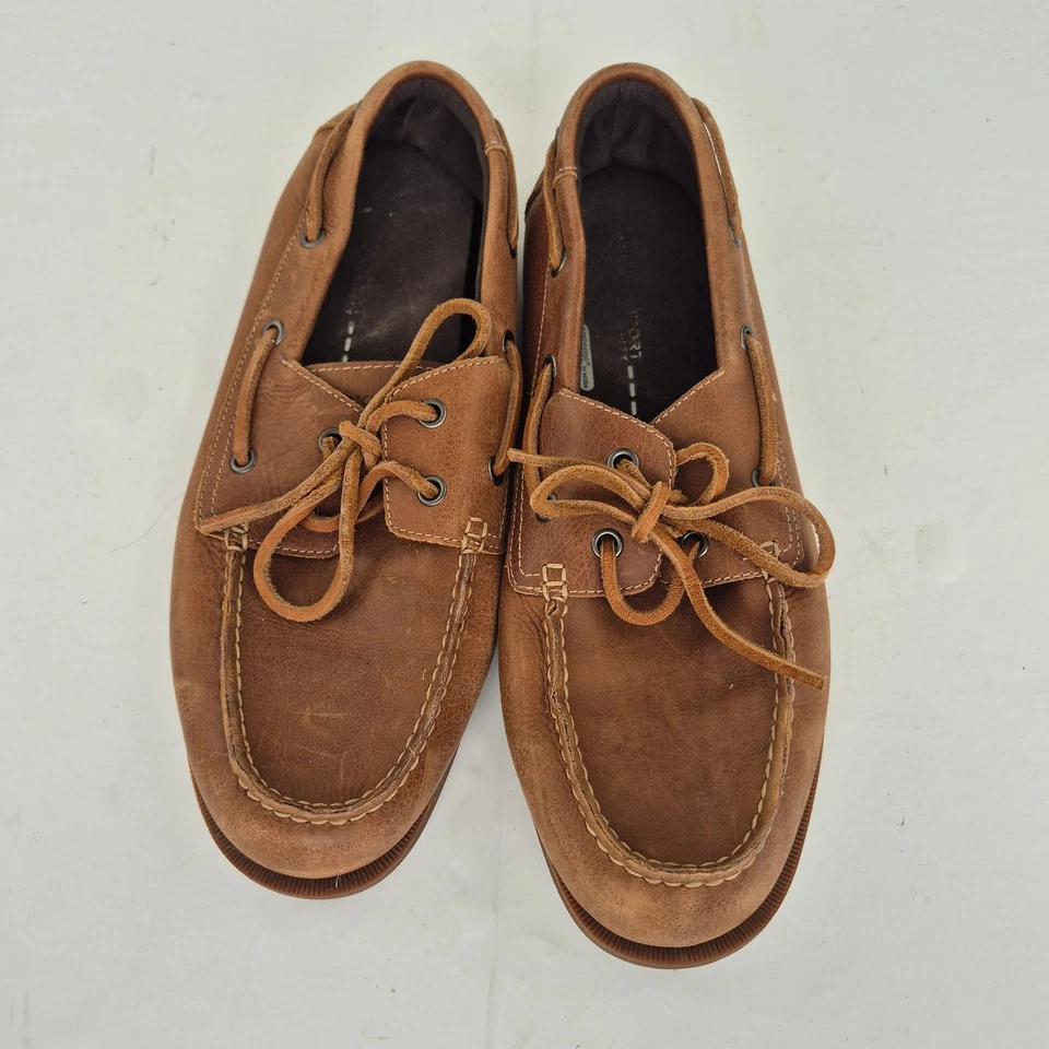 ROCKPORT Zapatos de Barco 8 Cuero Marrón Para Hombre Cubierta Clásico Casual ... - Imagen 3 de 4
