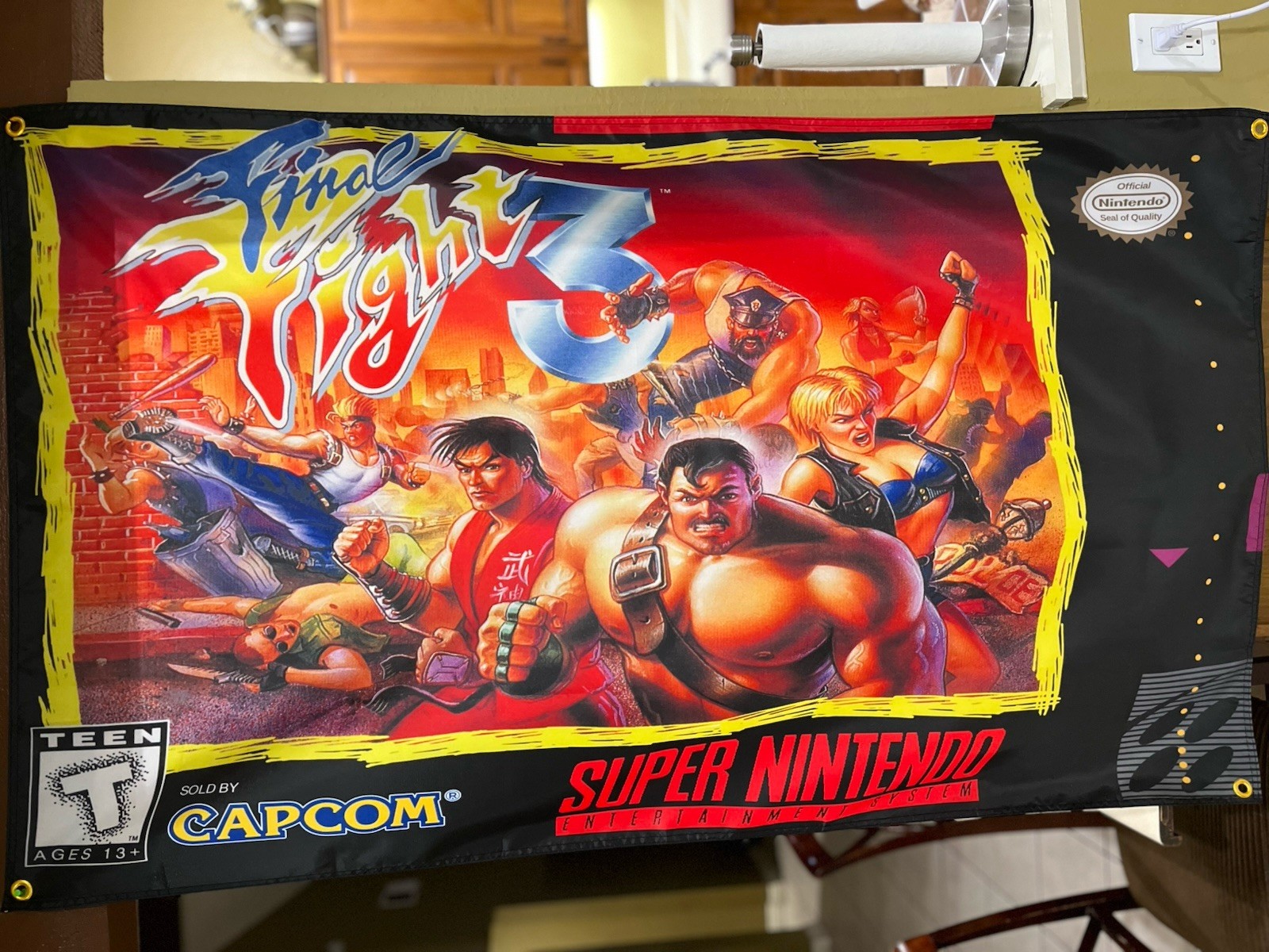 Final Fight 3 Nintendo SNES Boxart 5' Flag Banner Poster 1995