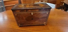 18th Century Georgian Marquetry Tea Cady Mahogany 12x6x7