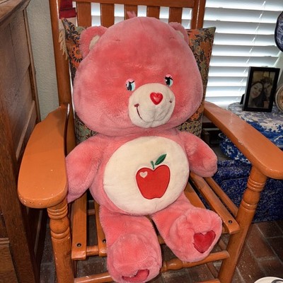 Vintage Jumbo Smart Heart Care Bear Pink Apple Y2K Plush 22  2005