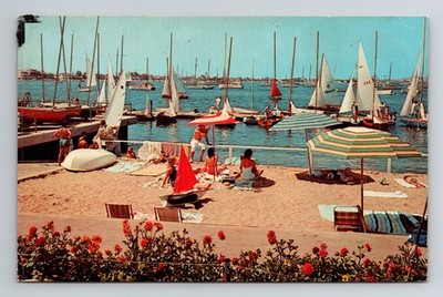 Postcard Newport Harbor, California - Private Beach Balboa Yacht Club