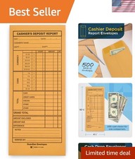 Cashier Deposit Report Envelopes - Made in America with Gummed Flaps, Pack of...