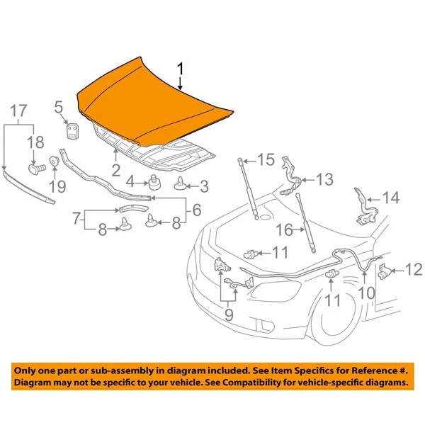 Fits 11-12 Avalon V6 Front Hood Panel Assembly Primed Steel TO1230221 5330107041 Foto 3 de 4
