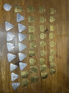 Vintage 1960's 1970s Brass Dog Tag License DETROIT Michigan Lot Of 44 Free Ship