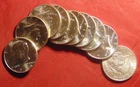 LOT (10 COINS) 1964 Kennedy 50C Silver Half Dollars, HALF ROLL, UNC BU!