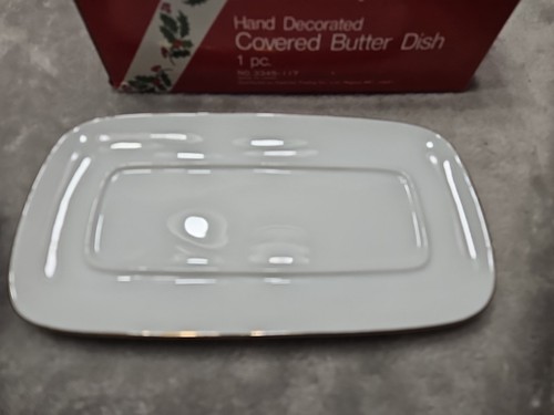 ACEBO DE NAVIDAD con borde dorado plato de mantequilla FINA CHINA JAPÓN vacaciones raro - Imagen 5 de 9
