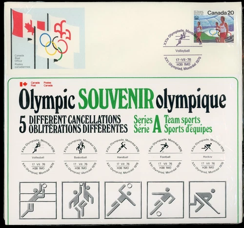 CANADA 1976 OLYMPIC CEREMONIES TEAM SPORTS POSTMARKS FIRST DAY COVERS SET OF 5