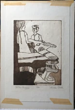 Fine Art Beautiful Etching Print On Paper "Cotton Shoppe" Southwest 20" x 13.5"