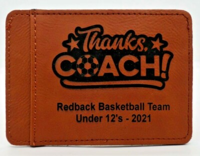 Thanks Coach Baseball Laser Engraved Personalised Wallet