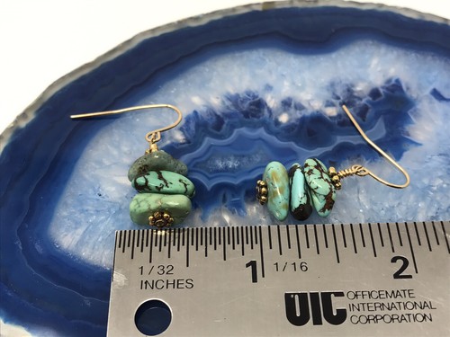 VINTAGE SOUTHWESTERN FASHION CUSTOM SET TURQUOISE EARRINGS SET SILVER TONE - Picture 5 of 5