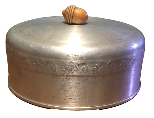 Tapa de placa de pastel/pastel MCM West Bend de aluminio de 10" con piedra de humedad de la década de 1950 - Imagen 1 de 9