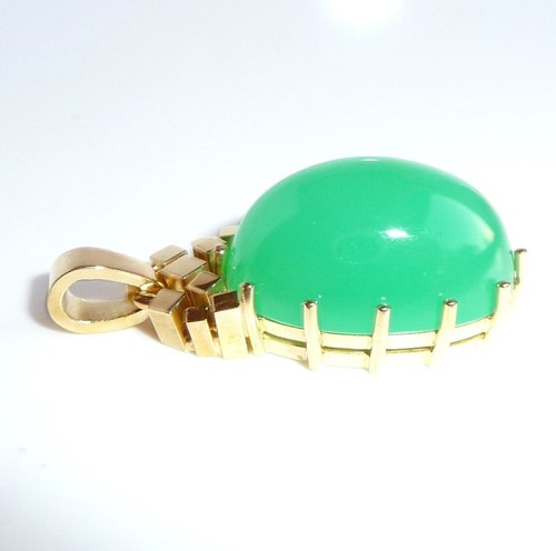 Anhänger Chrysopras 17.50ct 750 Gelbgold Länge: 34.0 mm 9,6 gr - Picture 2 of 11