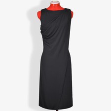 VERSACE Sleeveless Black Drapery Grecian Style Evening Sheath Dress Size XS