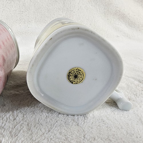 Takahashi Vintage Hummingbird Floral Coffee Tea Mug Bamboo Shaped Handle 2 Set - Picture 9 of 10
