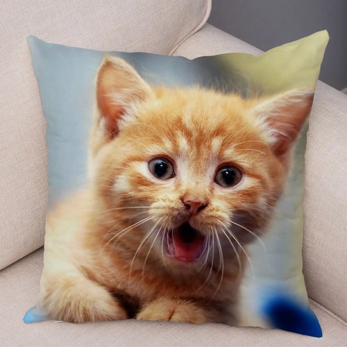 Funny Cute Cat Pillowcase Lovely Pet Animal Print Pillow Case Cushion Cover - Picture 35 of 72