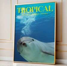 Tropical Dolphin in Sea Poster Premium Quality Choose your Size