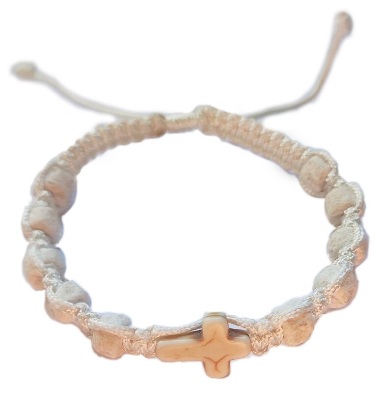 Handgefertigtes christliches Gebetsstein Rosenkranz Armband weiß aus Medjugor...